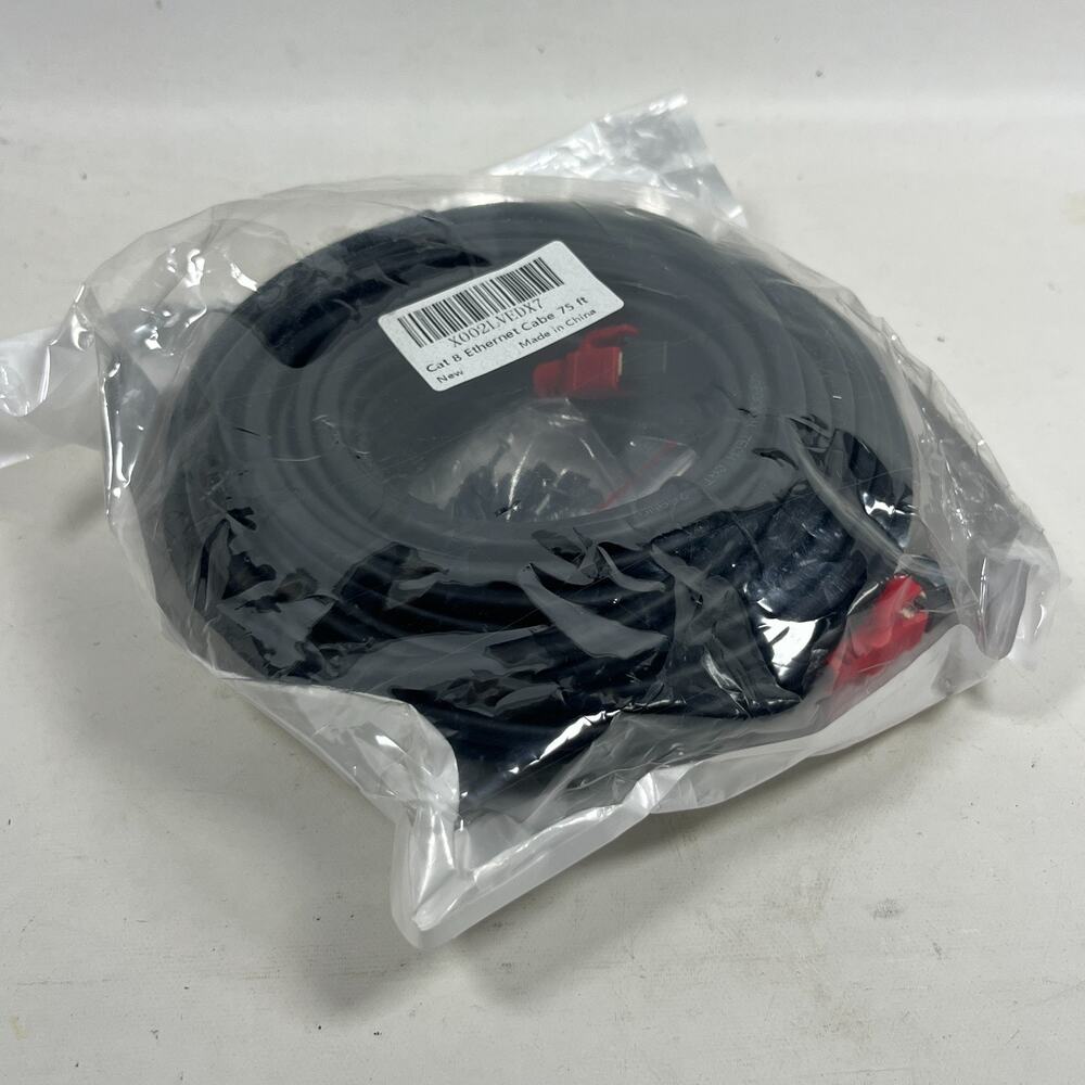 Cat 8 Ethernet Cable 75 Feet LAN Network Heavy Duty High Speed Black NEW